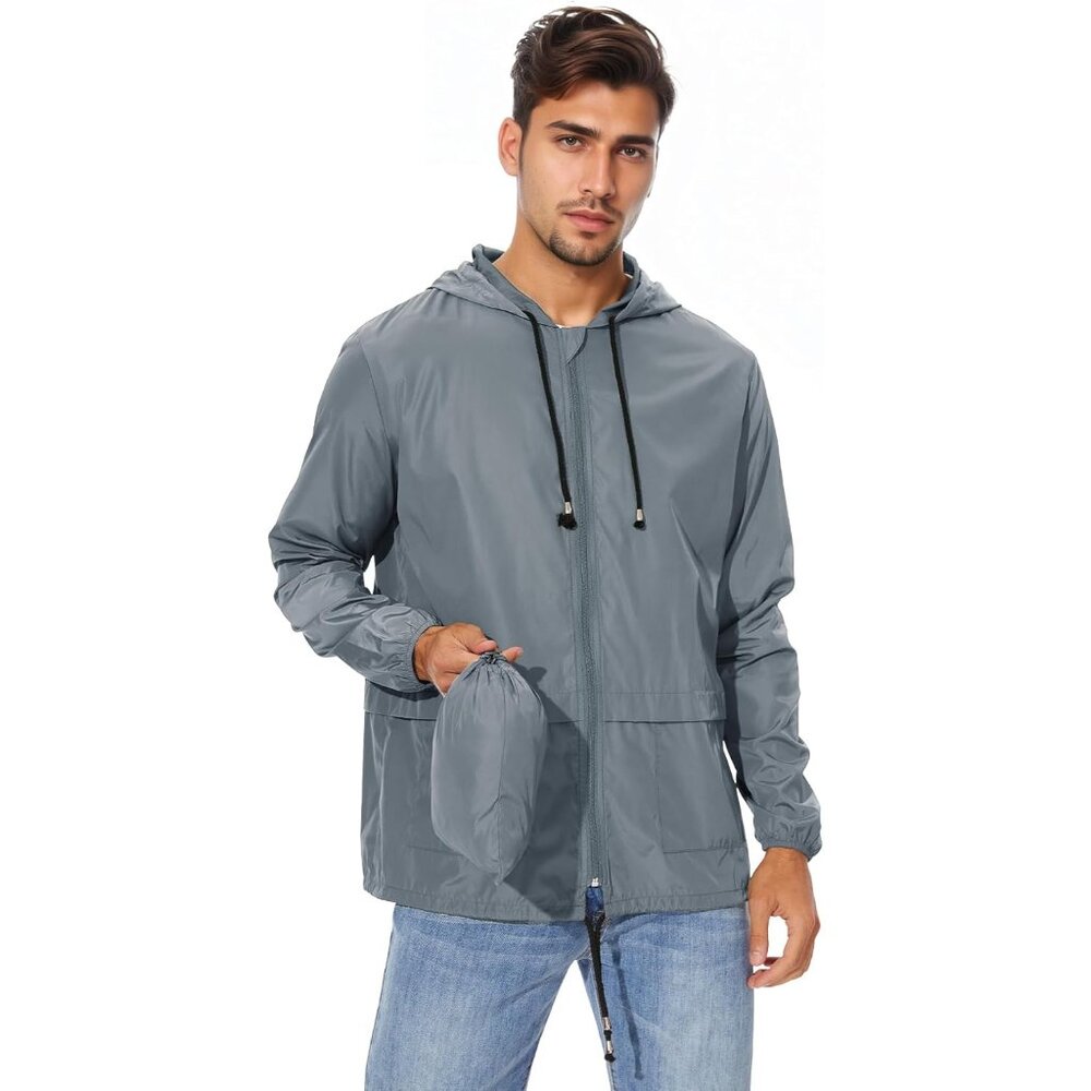 Packable Mens Rain Jacket Lightweight Raincoat Wa… - image 3